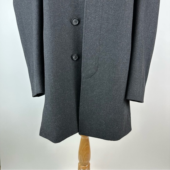 Chaps Wool Blend Charcoal Gray Herringbone Over Coat Size 42 Regular - Picture 3 of 10